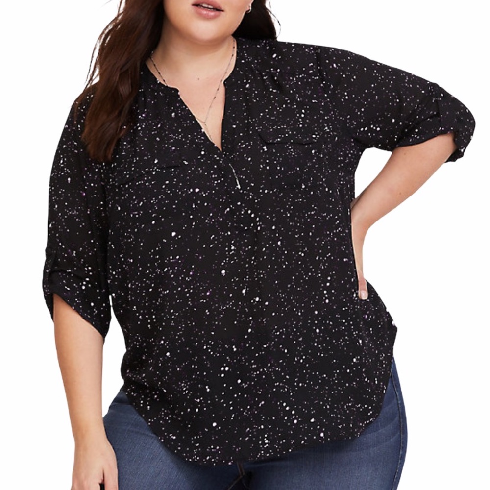 Torrid Black Galaxy Georgette Pullover Blouse - Picture 1 of 11